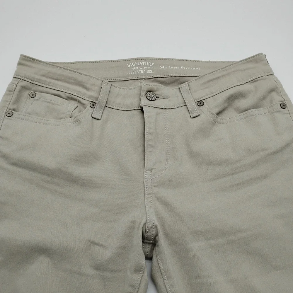 Signature Levi Strauss Modern Straight Khaki Tan Pants Mens 31x32 Stretch Chino